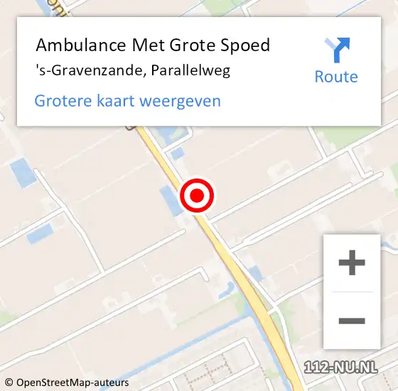 Locatie op kaart van de 112 melding: Ambulance Met Grote Spoed Naar 's-Gravenzande, Parallelweg op 16 augustus 2023 14:34