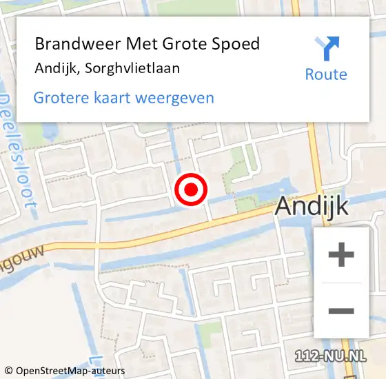 Locatie op kaart van de 112 melding: Brandweer Met Grote Spoed Naar Andijk, Sorghvlietlaan op 4 september 2014 23:02