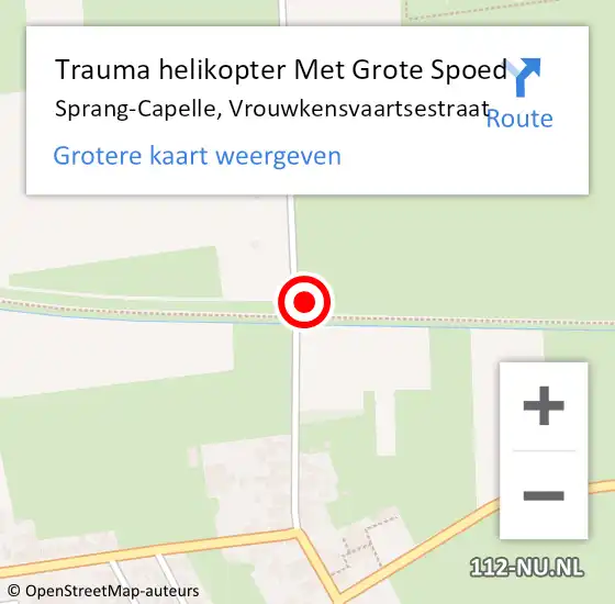 Locatie op kaart van de 112 melding: Trauma helikopter Met Grote Spoed Naar Sprang-Capelle, Vrouwkensvaartsestraat op 16 augustus 2023 15:02
