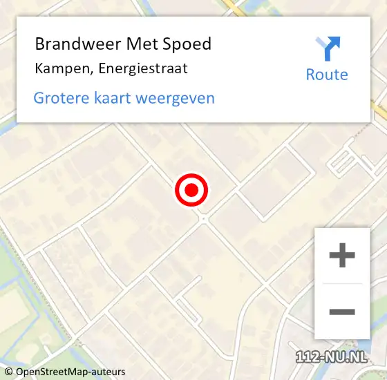 Locatie op kaart van de 112 melding: Brandweer Met Spoed Naar Kampen, Energiestraat op 16 augustus 2023 15:06