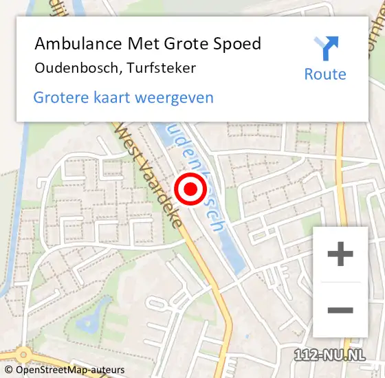 Locatie op kaart van de 112 melding: Ambulance Met Grote Spoed Naar Oudenbosch, Turfsteker op 4 september 2014 23:13