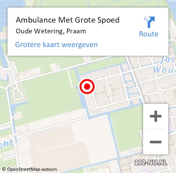 Locatie op kaart van de 112 melding: Ambulance Met Grote Spoed Naar Oude Wetering, Praam op 16 augustus 2023 15:48