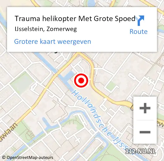 Locatie op kaart van de 112 melding: Trauma helikopter Met Grote Spoed Naar IJsselstein, Zomerweg op 16 augustus 2023 16:13