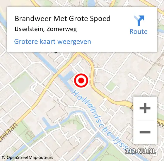 Locatie op kaart van de 112 melding: Brandweer Met Grote Spoed Naar IJsselstein, Zomerweg op 16 augustus 2023 16:18