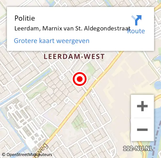 Locatie op kaart van de 112 melding: Politie Leerdam, Marnix van St. Aldegondestraat op 16 augustus 2023 16:31