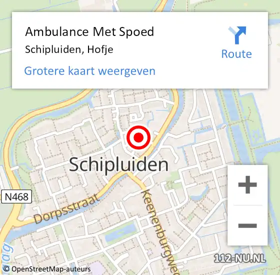 Locatie op kaart van de 112 melding: Ambulance Met Spoed Naar Schipluiden, Hofje op 16 augustus 2023 16:36