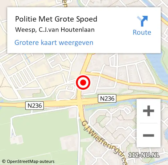Locatie op kaart van de 112 melding: Politie Met Grote Spoed Naar Weesp, C.J.van Houtenlaan op 16 augustus 2023 16:44