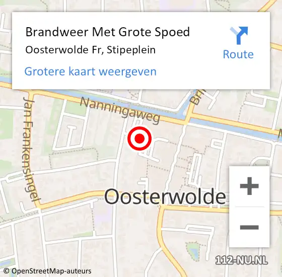 Locatie op kaart van de 112 melding: Brandweer Met Grote Spoed Naar Oosterwolde Fr, Stipeplein op 4 september 2014 23:31