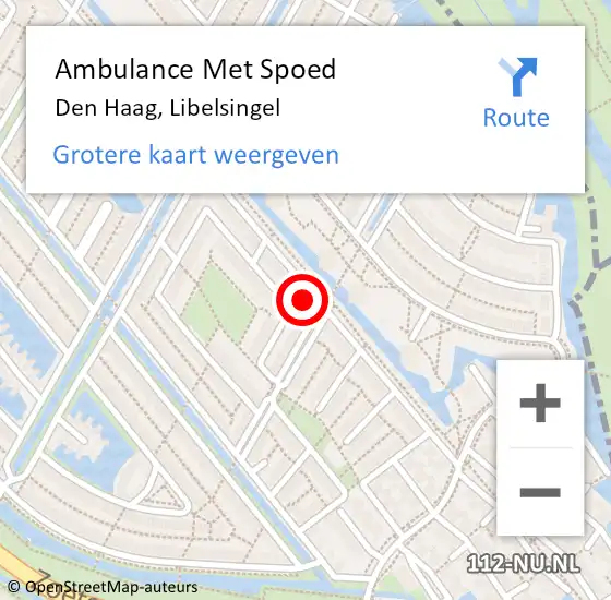 Locatie op kaart van de 112 melding: Ambulance Met Spoed Naar Den Haag, Libelsingel op 16 augustus 2023 16:50