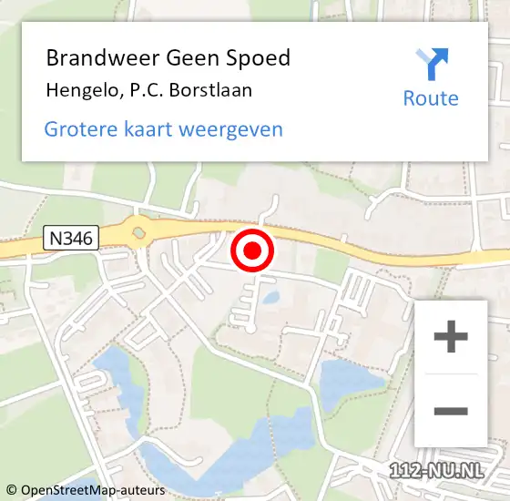 Locatie op kaart van de 112 melding: Brandweer Geen Spoed Naar Hengelo, P.C. Borstlaan op 16 augustus 2023 17:11