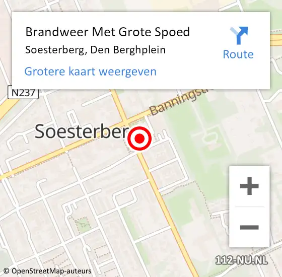 Locatie op kaart van de 112 melding: Brandweer Met Grote Spoed Naar Soesterberg, Den Berghplein op 16 augustus 2023 17:15