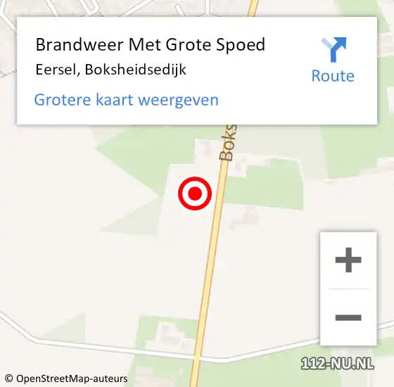 Locatie op kaart van de 112 melding: Brandweer Met Grote Spoed Naar Eersel, Boksheidsedijk op 16 augustus 2023 17:25