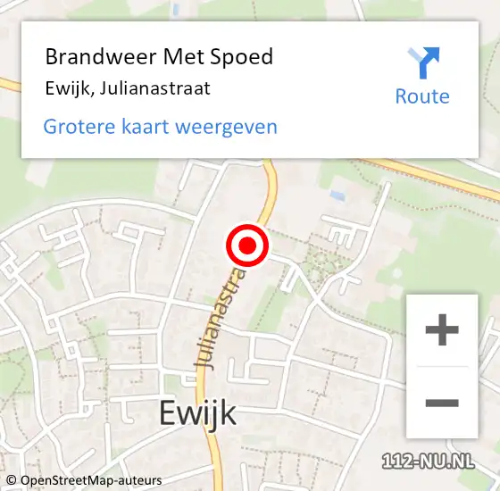 Locatie op kaart van de 112 melding: Brandweer Met Spoed Naar Ewijk, Julianastraat op 4 september 2014 23:44