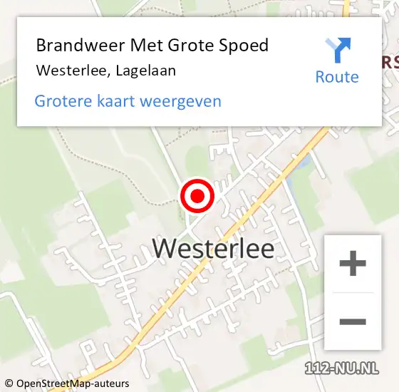 Locatie op kaart van de 112 melding: Brandweer Met Grote Spoed Naar Westerlee, Lagelaan op 16 augustus 2023 17:51