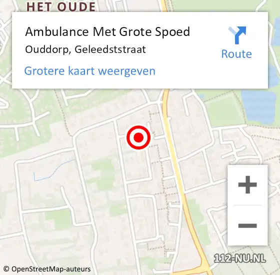 Locatie op kaart van de 112 melding: Ambulance Met Grote Spoed Naar Ouddorp, Geleedststraat op 16 augustus 2023 18:40