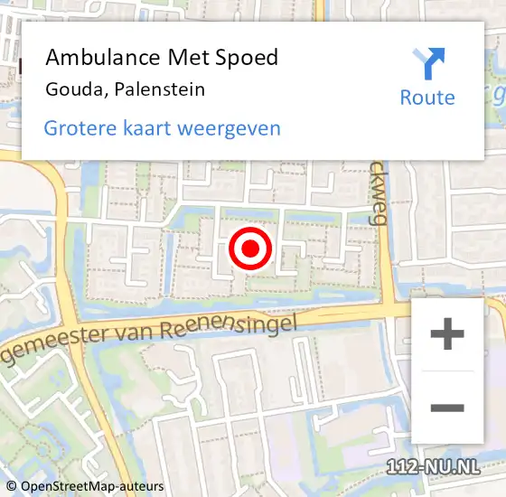 Locatie op kaart van de 112 melding: Ambulance Met Spoed Naar Gouda, Palenstein op 16 augustus 2023 19:02