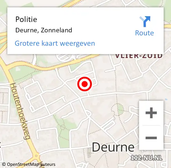 Locatie op kaart van de 112 melding: Politie Deurne, Zonneland op 16 augustus 2023 19:30