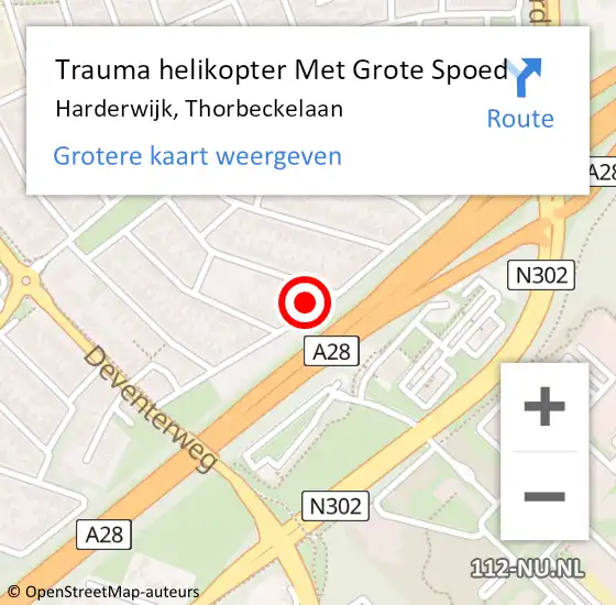 Locatie op kaart van de 112 melding: Trauma helikopter Met Grote Spoed Naar Harderwijk, Thorbeckelaan op 16 augustus 2023 19:47
