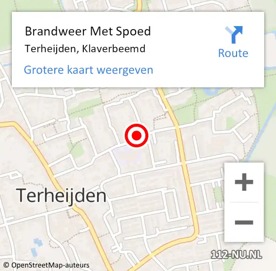 Locatie op kaart van de 112 melding: Brandweer Met Spoed Naar Terheijden, Klaverbeemd op 16 augustus 2023 20:16