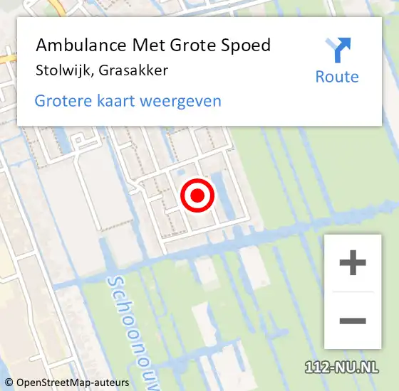 Locatie op kaart van de 112 melding: Ambulance Met Grote Spoed Naar Stolwijk, Grasakker op 16 augustus 2023 20:30