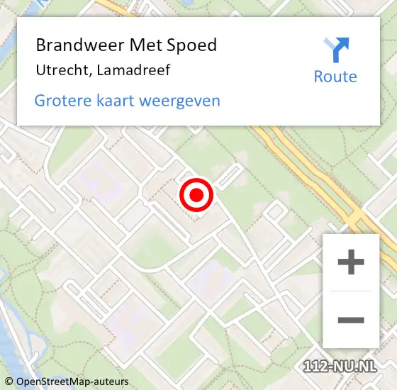 Locatie op kaart van de 112 melding: Brandweer Met Spoed Naar Utrecht, Lamadreef op 16 augustus 2023 20:49