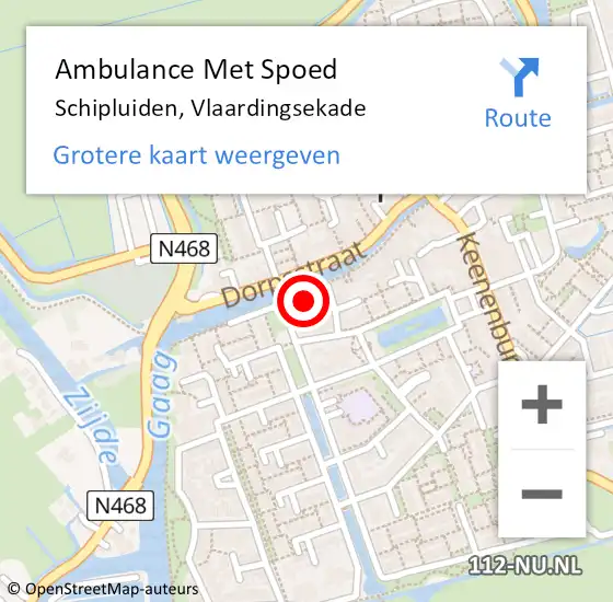 Locatie op kaart van de 112 melding: Ambulance Met Spoed Naar Schipluiden, Vlaardingsekade op 16 augustus 2023 20:49