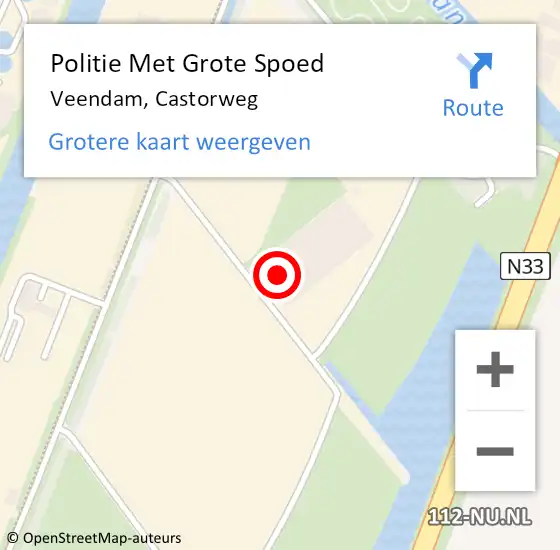 Locatie op kaart van de 112 melding: Politie Met Grote Spoed Naar Veendam, Castorweg op 16 augustus 2023 20:55