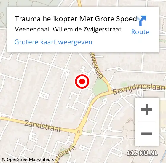 Locatie op kaart van de 112 melding: Trauma helikopter Met Grote Spoed Naar Veenendaal, Willem de Zwijgerstraat op 16 augustus 2023 21:05