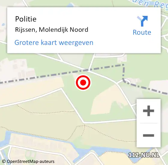 Locatie op kaart van de 112 melding: Politie Rijssen, Molendijk Noord op 16 augustus 2023 21:46