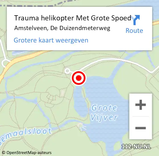 Locatie op kaart van de 112 melding: Trauma helikopter Met Grote Spoed Naar Amstelveen, De Duizendmeterweg op 16 augustus 2023 21:53