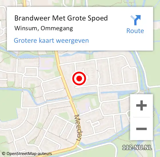 Locatie op kaart van de 112 melding: Brandweer Met Grote Spoed Naar Winsum, Ommegang op 16 augustus 2023 22:18