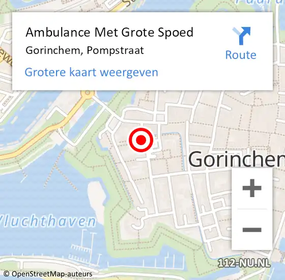 Locatie op kaart van de 112 melding: Ambulance Met Grote Spoed Naar Gorinchem, Pompstraat op 16 augustus 2023 22:39