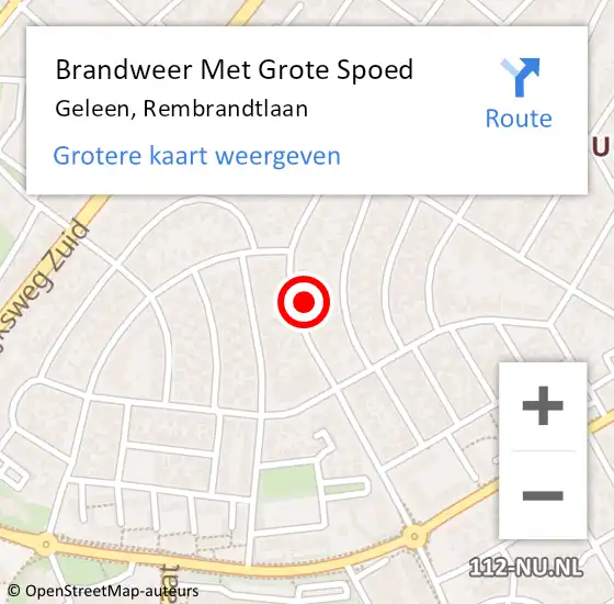 Locatie op kaart van de 112 melding: Brandweer Met Grote Spoed Naar Geleen, Rembrandtlaan op 16 augustus 2023 22:46