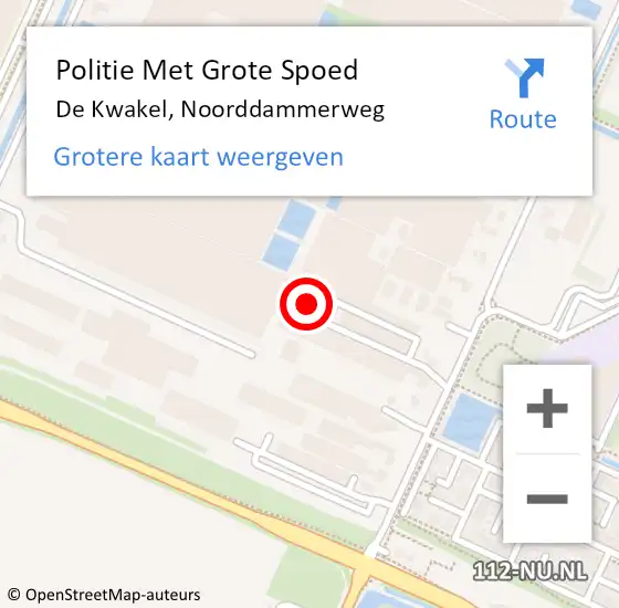 Locatie op kaart van de 112 melding: Politie Met Grote Spoed Naar De Kwakel, Noorddammerweg op 16 augustus 2023 23:03