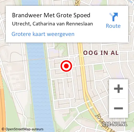 Locatie op kaart van de 112 melding: Brandweer Met Grote Spoed Naar Utrecht, Catharina van Renneslaan op 16 augustus 2023 23:49