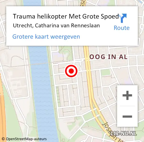 Locatie op kaart van de 112 melding: Trauma helikopter Met Grote Spoed Naar Utrecht, Catharina van Renneslaan op 16 augustus 2023 23:51