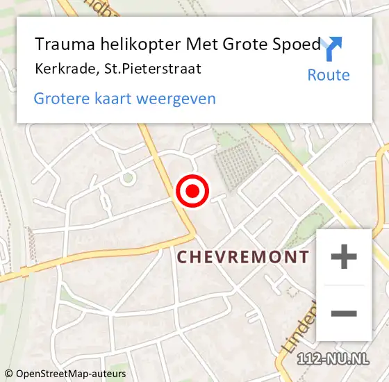 Locatie op kaart van de 112 melding: Trauma helikopter Met Grote Spoed Naar Kerkrade, St.Pieterstraat op 17 augustus 2023 00:07