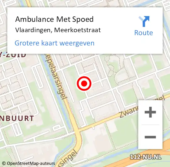 Locatie op kaart van de 112 melding: Ambulance Met Spoed Naar Vlaardingen, Meerkoetstraat op 17 augustus 2023 00:13