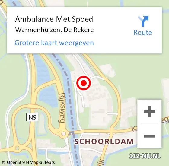 Locatie op kaart van de 112 melding: Ambulance Met Spoed Naar Warmenhuizen, De Rekere op 17 augustus 2023 00:17