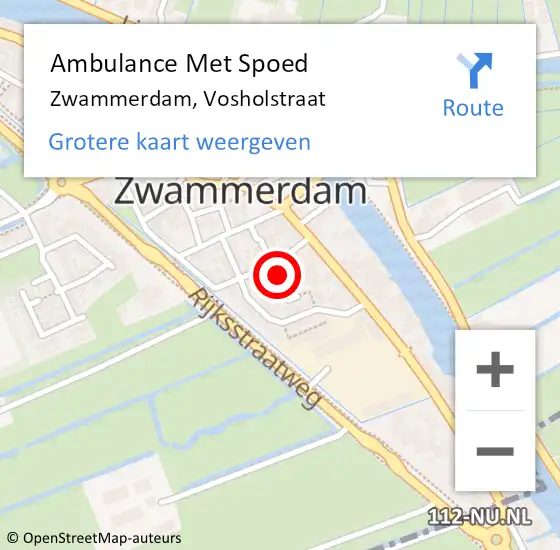 Locatie op kaart van de 112 melding: Ambulance Met Spoed Naar Zwammerdam, Vosholstraat op 17 augustus 2023 01:20