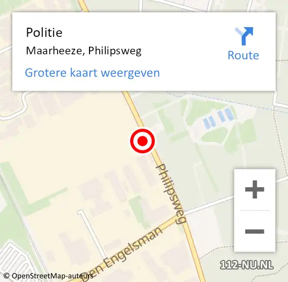 Locatie op kaart van de 112 melding: Politie Maarheeze, Philipsweg op 17 augustus 2023 04:10