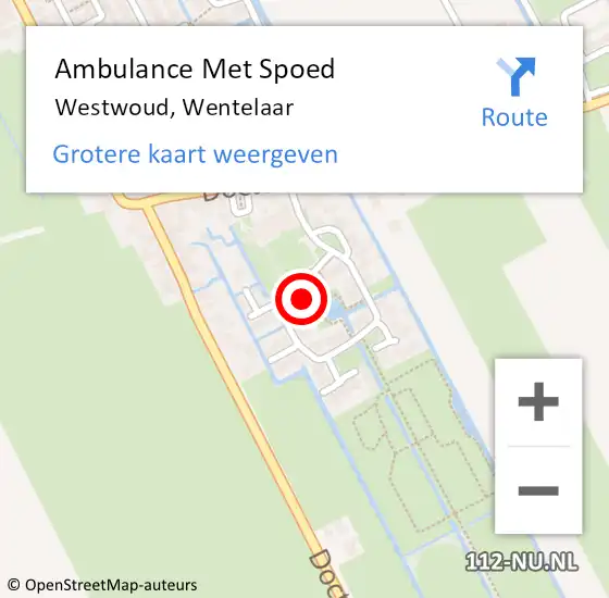 Locatie op kaart van de 112 melding: Ambulance Met Spoed Naar Westwoud, Wentelaar op 17 augustus 2023 05:22