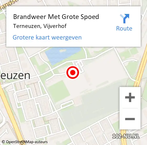 Locatie op kaart van de 112 melding: Brandweer Met Grote Spoed Naar Terneuzen, Vijverhof op 17 augustus 2023 07:19