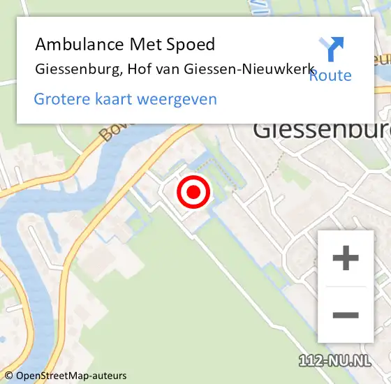 Locatie op kaart van de 112 melding: Ambulance Met Spoed Naar Giessenburg, Hof van Giessen-Nieuwkerk op 17 augustus 2023 08:02