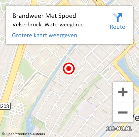 Locatie op kaart van de 112 melding: Brandweer Met Spoed Naar Velserbroek, Waterweegbree op 17 augustus 2023 08:41