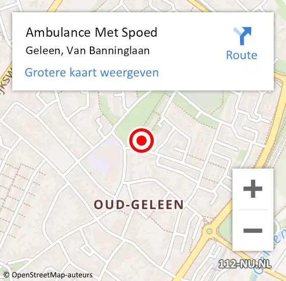 Locatie op kaart van de 112 melding: Ambulance Met Spoed Naar Geleen, Van Banninglaan op 5 september 2014 01:44
