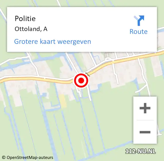 Locatie op kaart van de 112 melding: Politie Ottoland, A op 17 augustus 2023 10:00