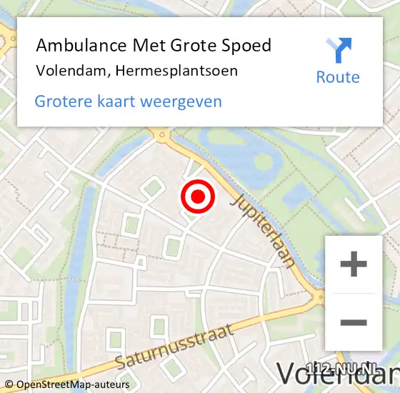 Locatie op kaart van de 112 melding: Ambulance Met Grote Spoed Naar Volendam, Hermesplantsoen op 17 augustus 2023 10:05