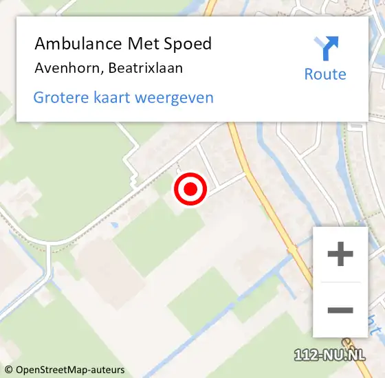 Locatie op kaart van de 112 melding: Ambulance Met Spoed Naar Avenhorn, Beatrixlaan op 17 augustus 2023 10:13