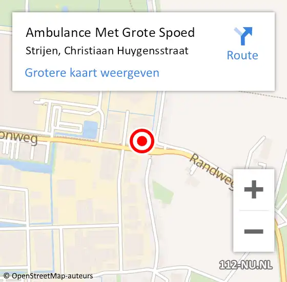 Locatie op kaart van de 112 melding: Ambulance Met Grote Spoed Naar Strijen, Christiaan Huygensstraat op 17 augustus 2023 10:22